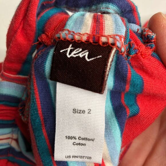 Tea Collection Red Blue Striped Sleeveless Top Dress 2 - Picture 4 of 5